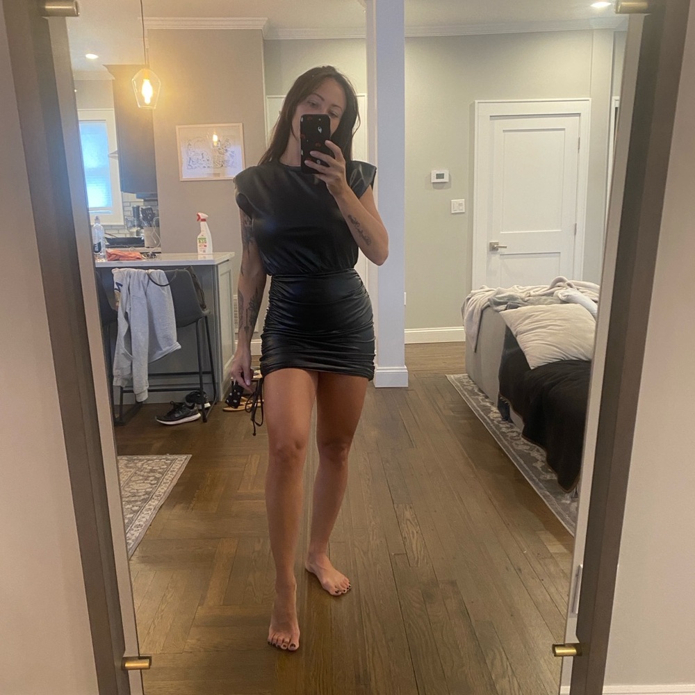 FASHION NOVA FAUX LEATHER DRESS - Picture 2 of 4